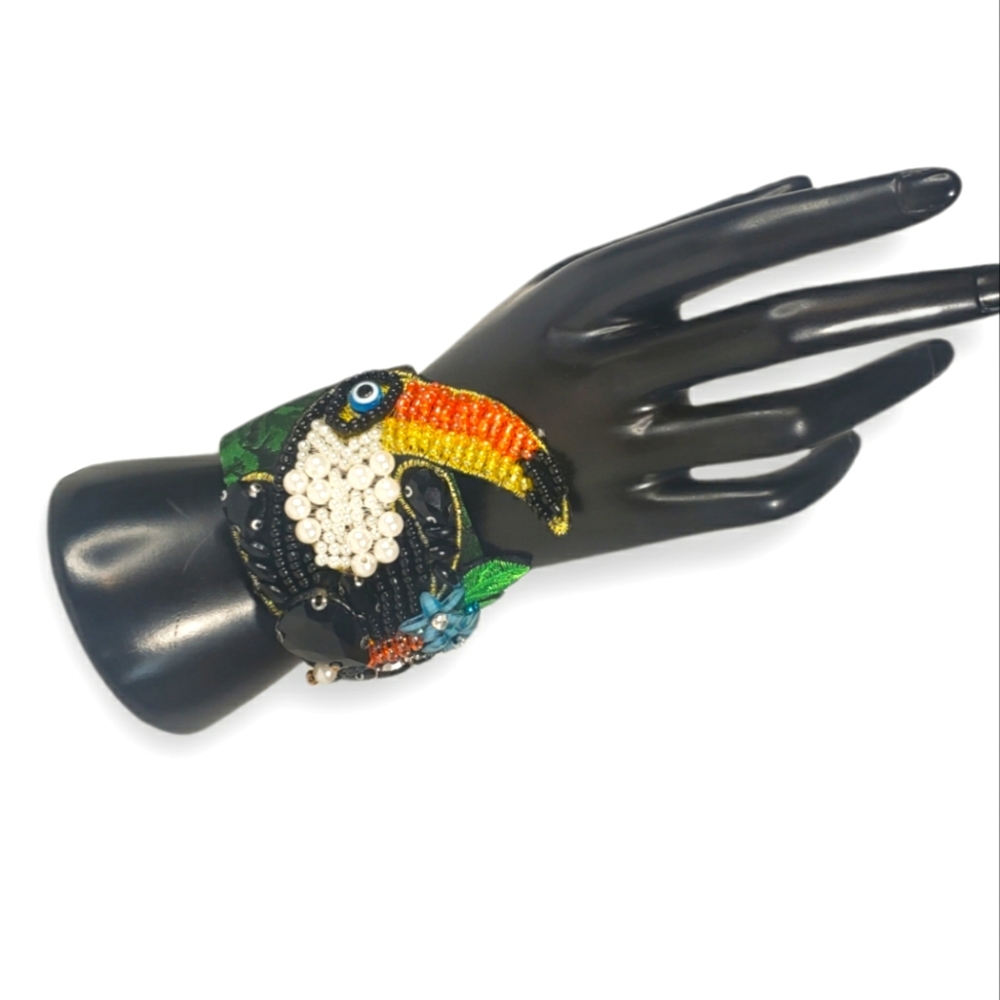 Tropical Toucan Beaded Cuff Bracelet